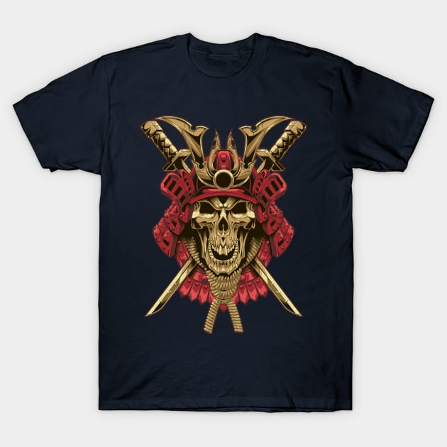 skull samurai T-Shirt by Chack Loon